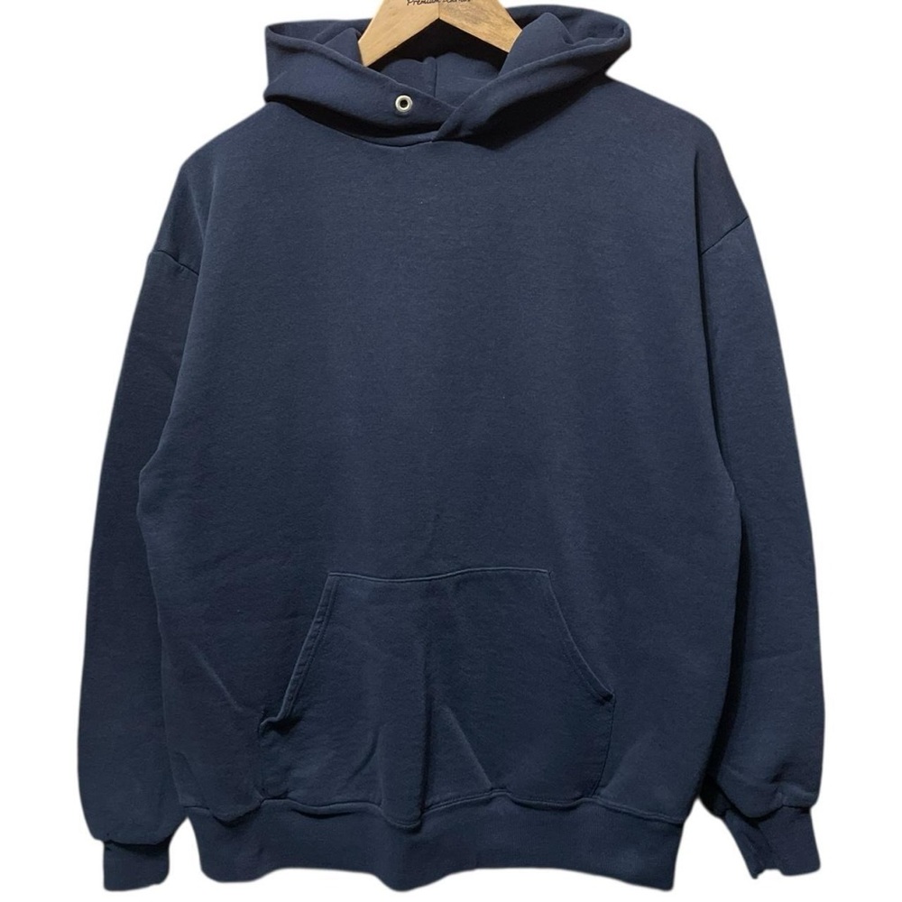 Vintage 90s 2000s Y2K Made in USA Plain blank blue Jerzees sweatshirt hoodie top